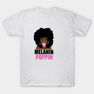 Melanin Poppin Afro Black Girl Magic T-Shirt